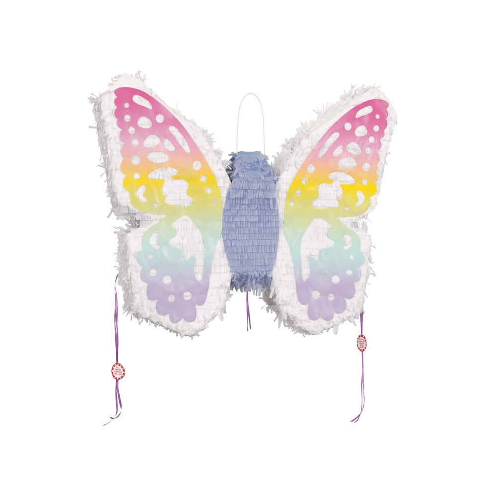 Butterfly Pinata Hanging Decoration, Multi-Coloured, 19-in, Holds 2lb of Pinata Filler, for Birthday Parties