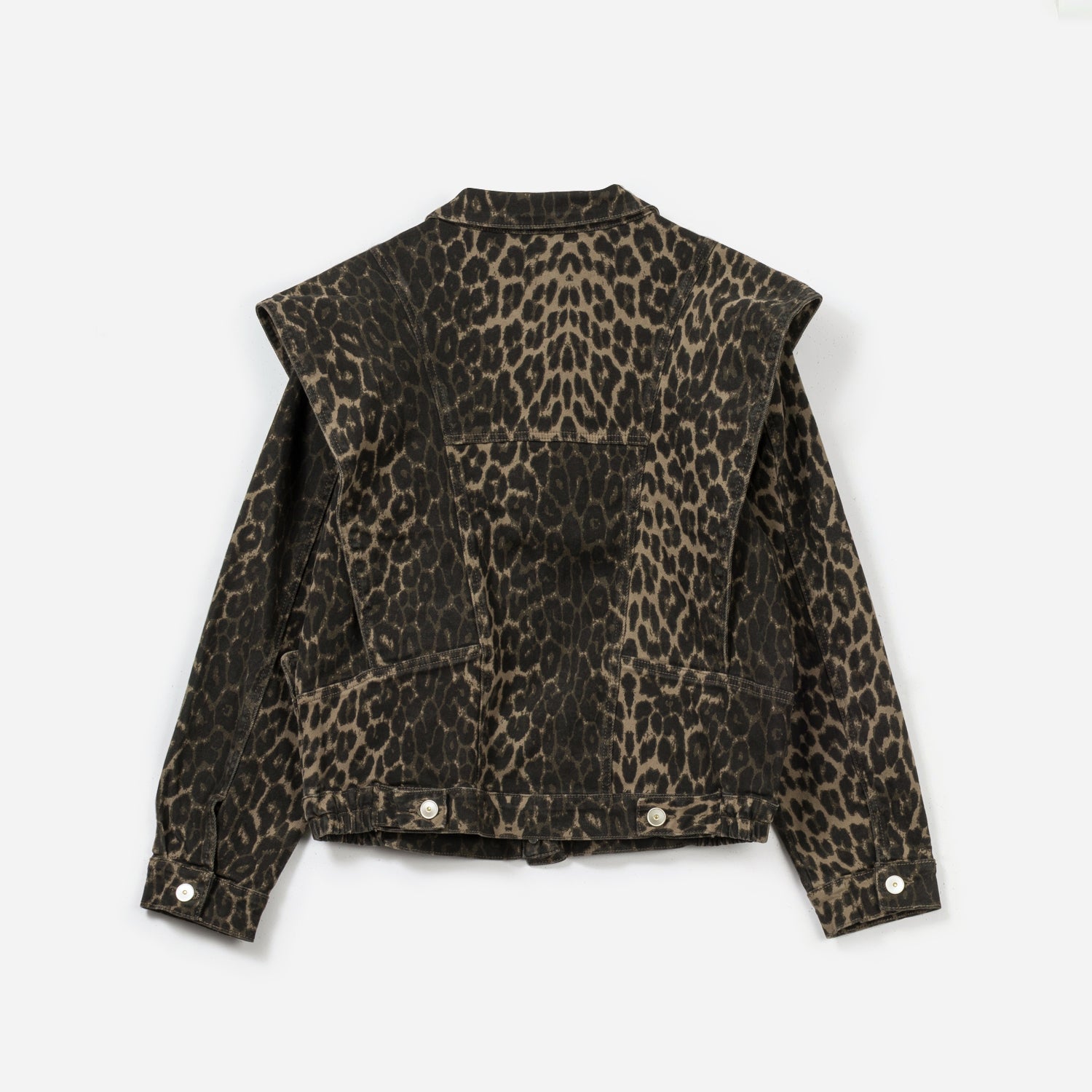 Veste en jean marron imprimé léopard