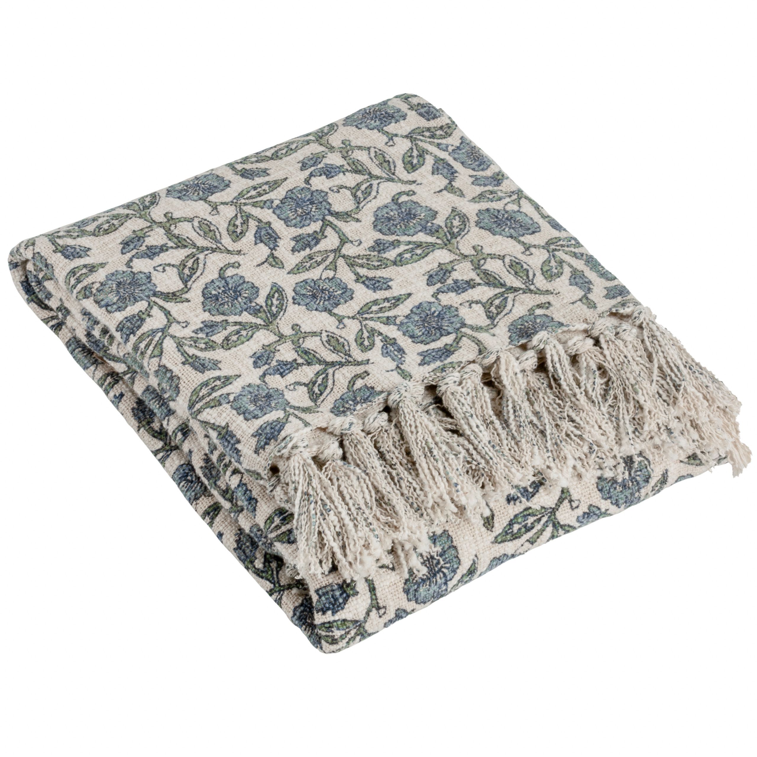 Paoletti Delphine 100% Cotton Floral Printed Throw