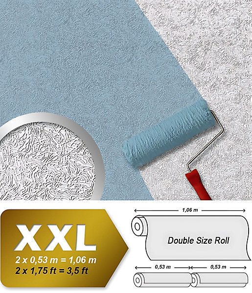 Papier peint non-tissé EDEM 80333BR60 blanc à peindre texturé décorative largeuer double