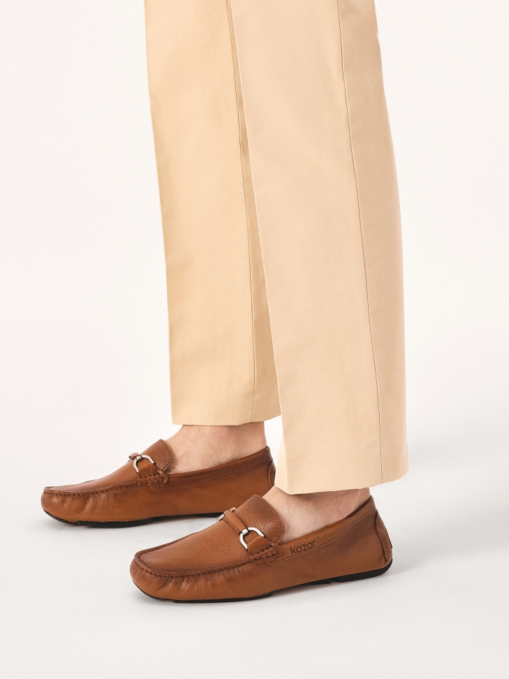 Brown moccasins made of shaded grain leather