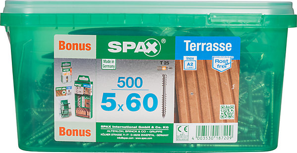 Jeu de vis pour terrasse Spax 5x60mm - 500 pièces