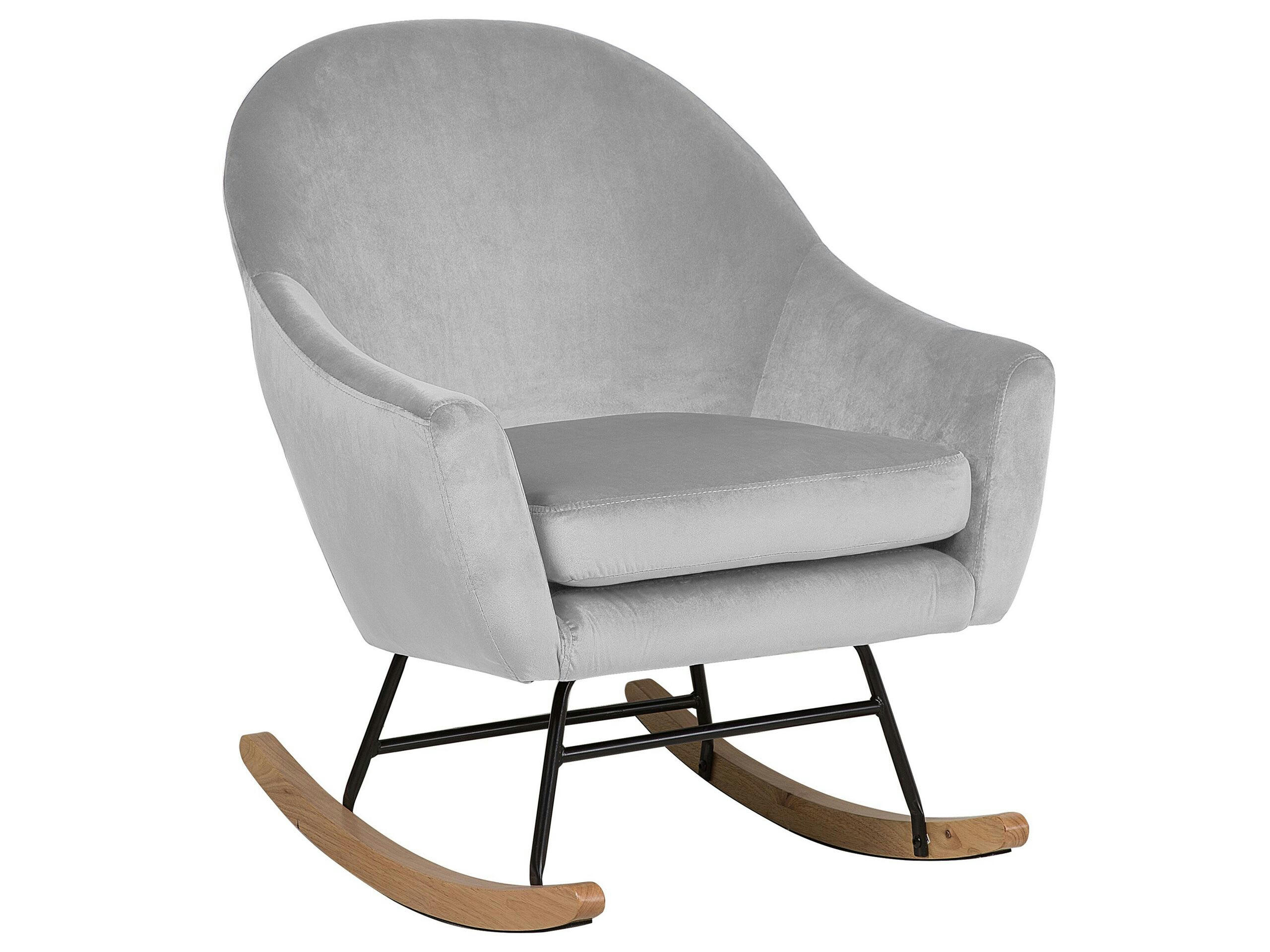 OXIE - Fauteuil à bascule en velours gris clair