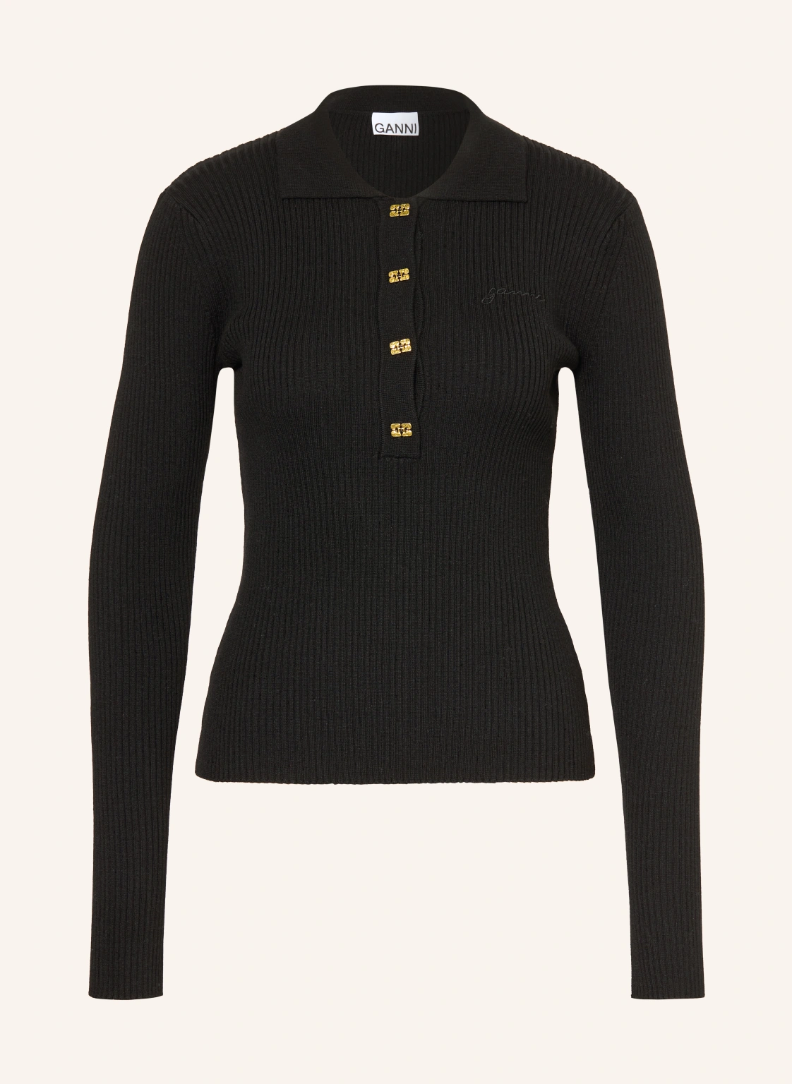 GANNI Strick-Poloshirt mit Pailletten