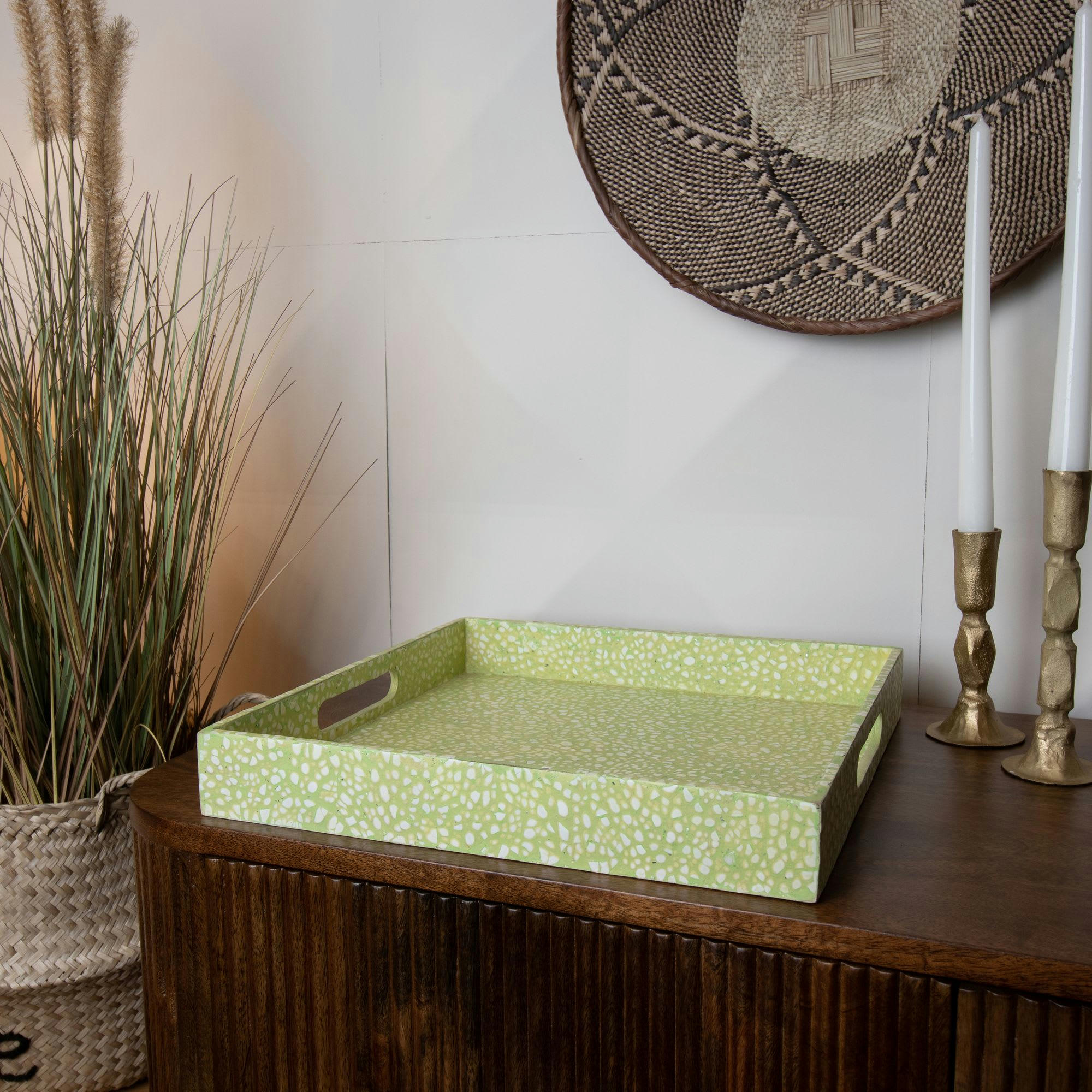 TULUM - Plateau en coquilles d'œuf vert