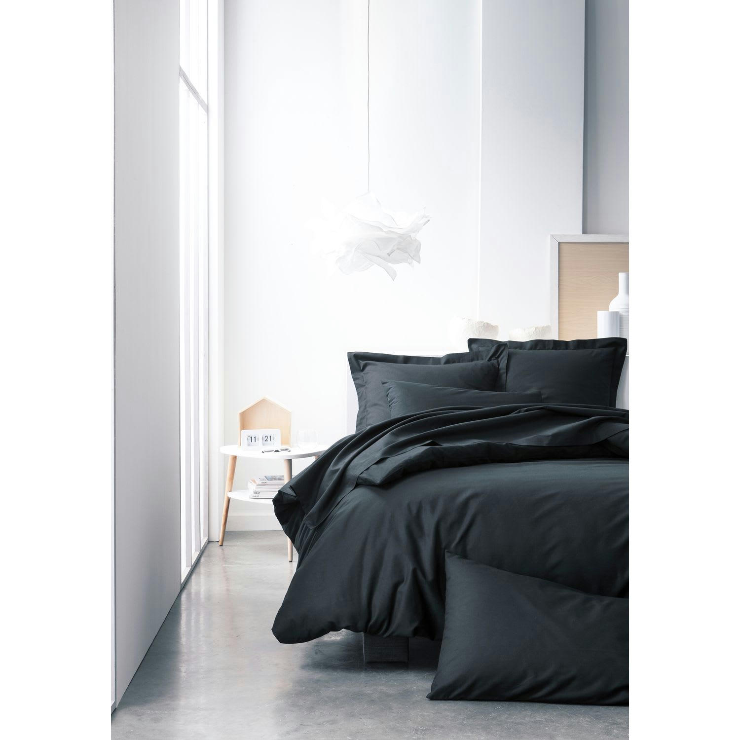 TODAY - Drap plat réglisse 100% coton 57 fils 240 x 300 cm noir
