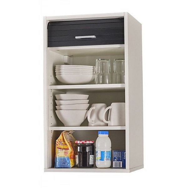Meuble cuisine blanc SIMMOB L40 H72 P35 rideau coulissant