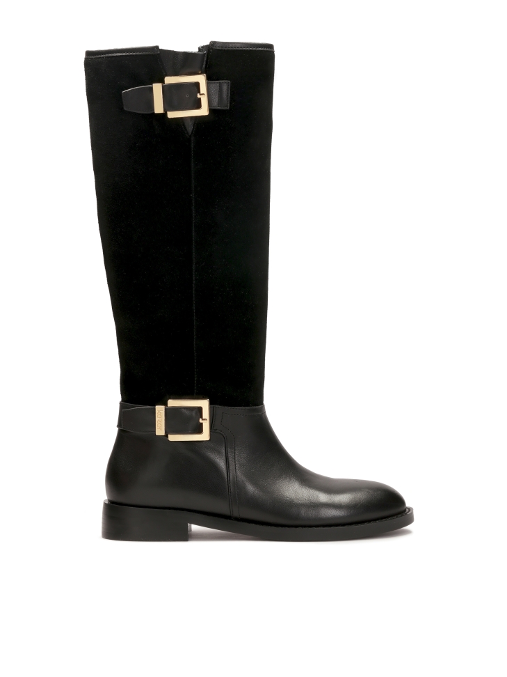 Suede and smooth leather boot type boots