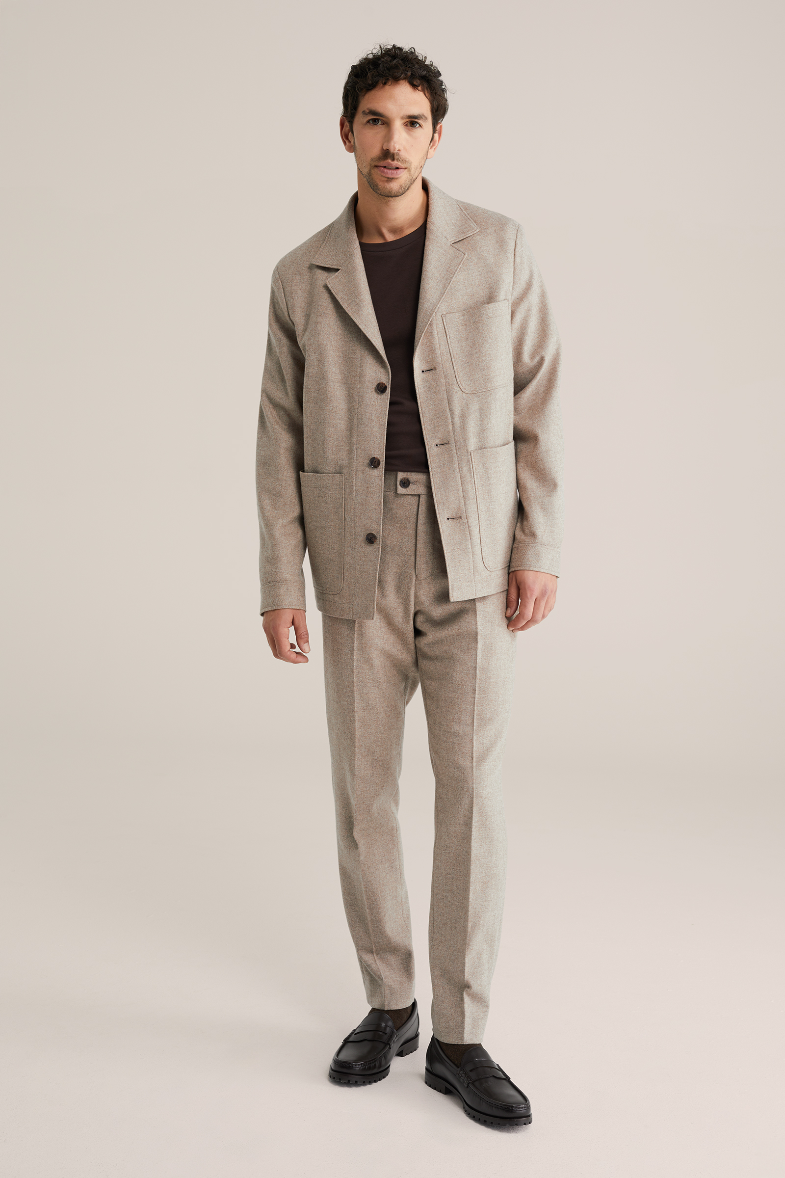 Heren loose fit overshirt van wolmix