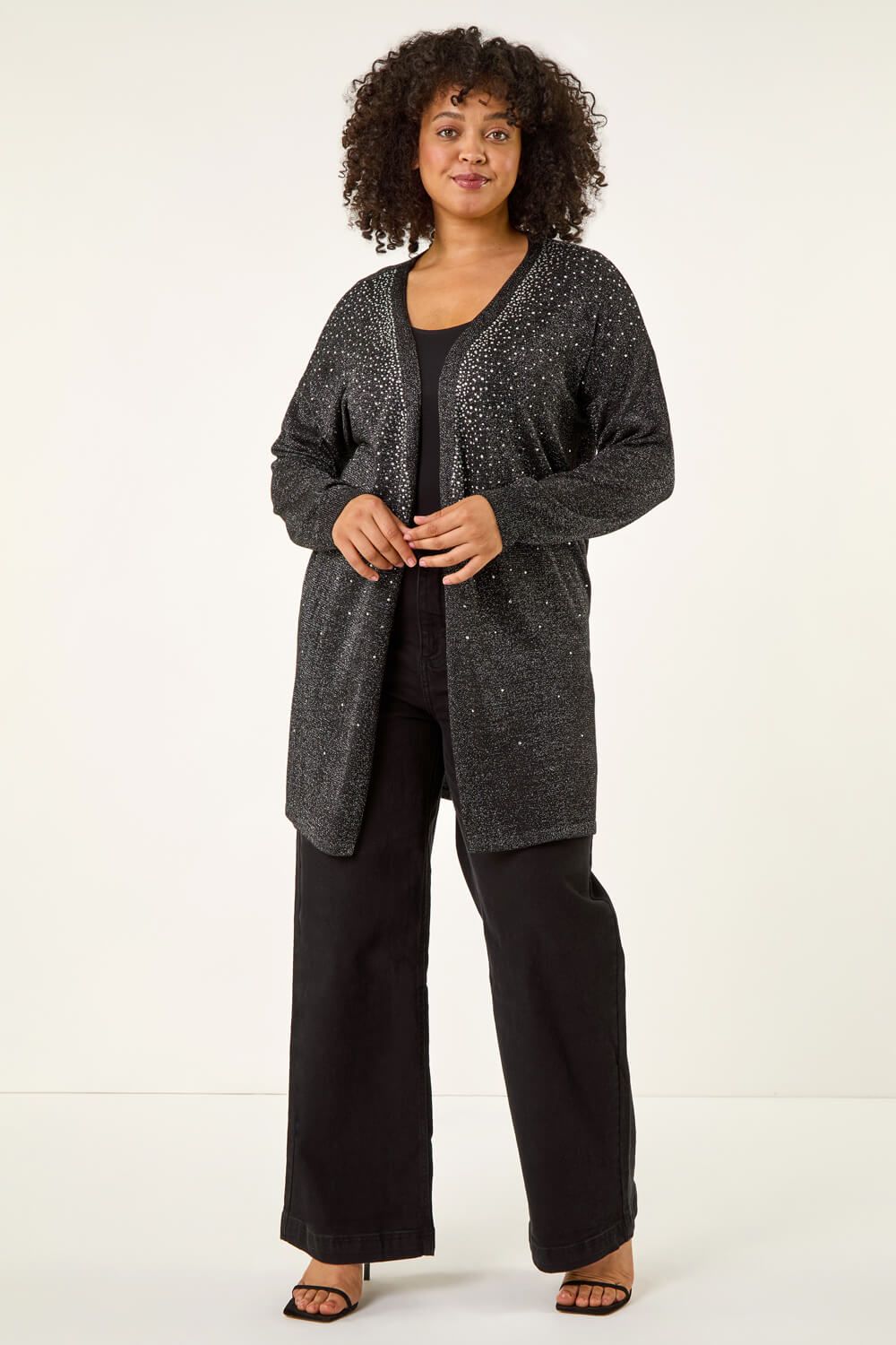 Roman Curve Hotfix Longline Knit Cardigan