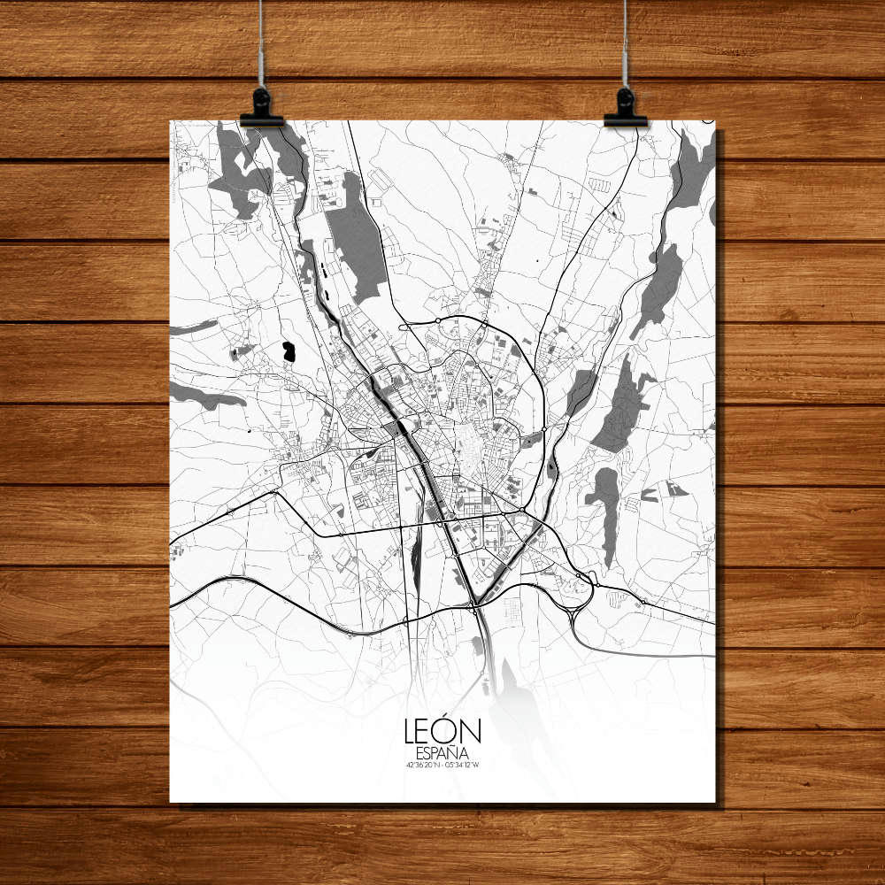 - Affiche Leon Carte N&B 40x50