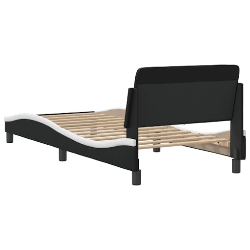 NNEVL Bed Frame with Headboard Black and White 90x190 cm Faux Leather