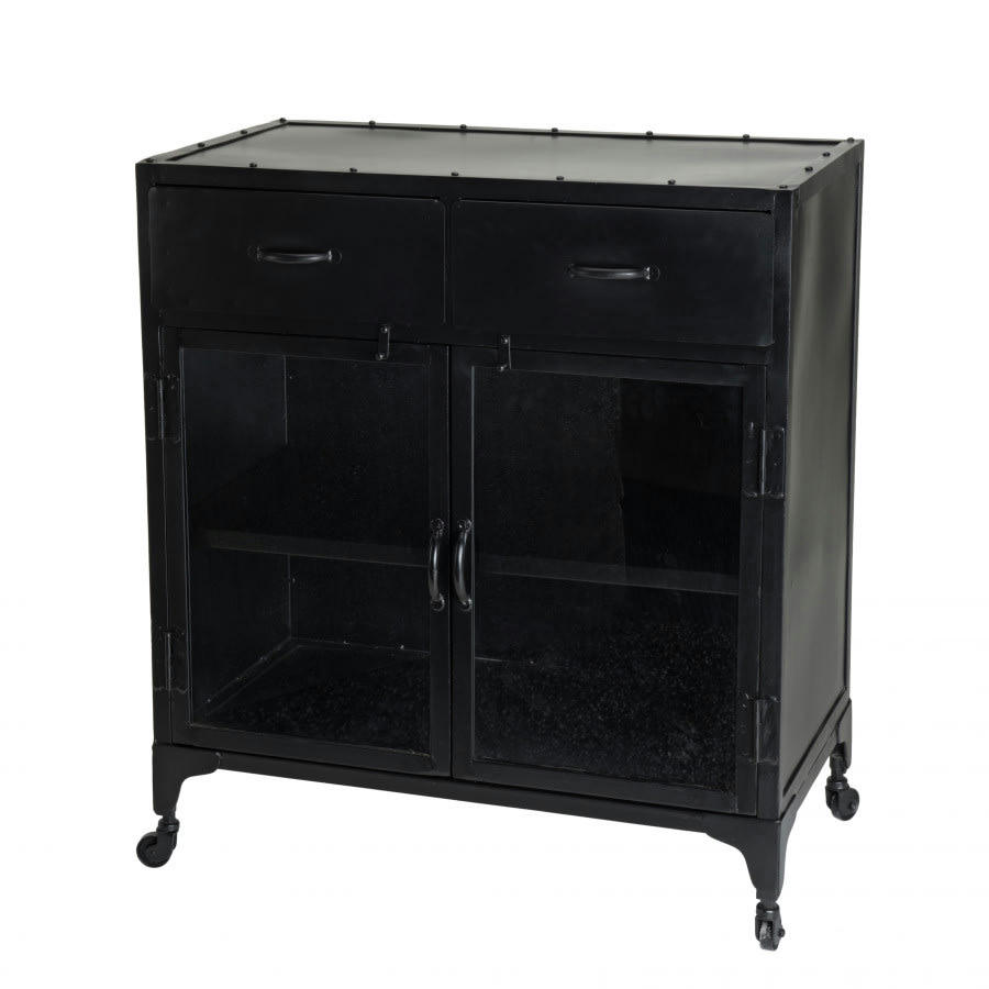 ROBIN - Buffet industriel 2 portes 2 tiroirs métal noir