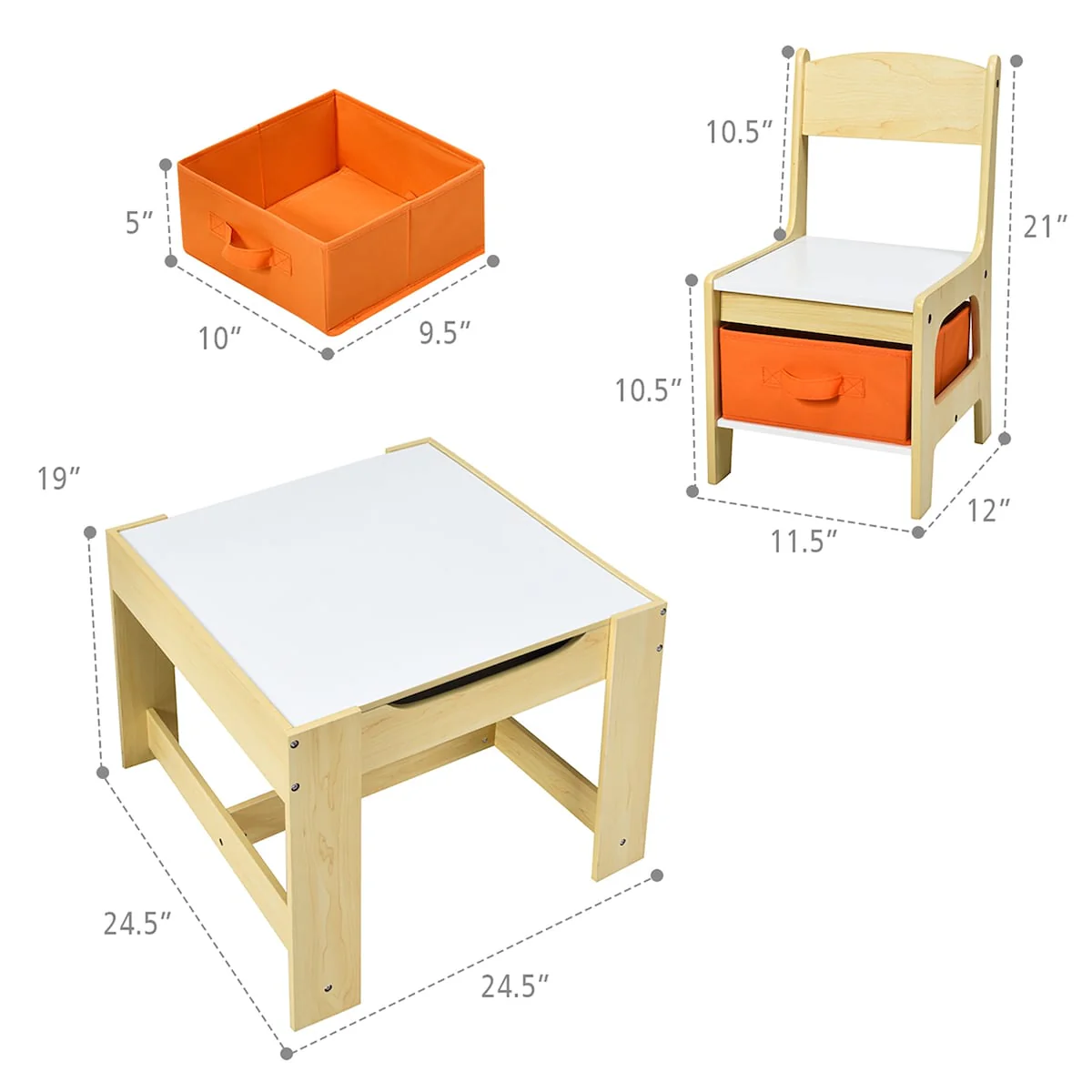 Children Activity Table Desk Sets with Storage Drawer