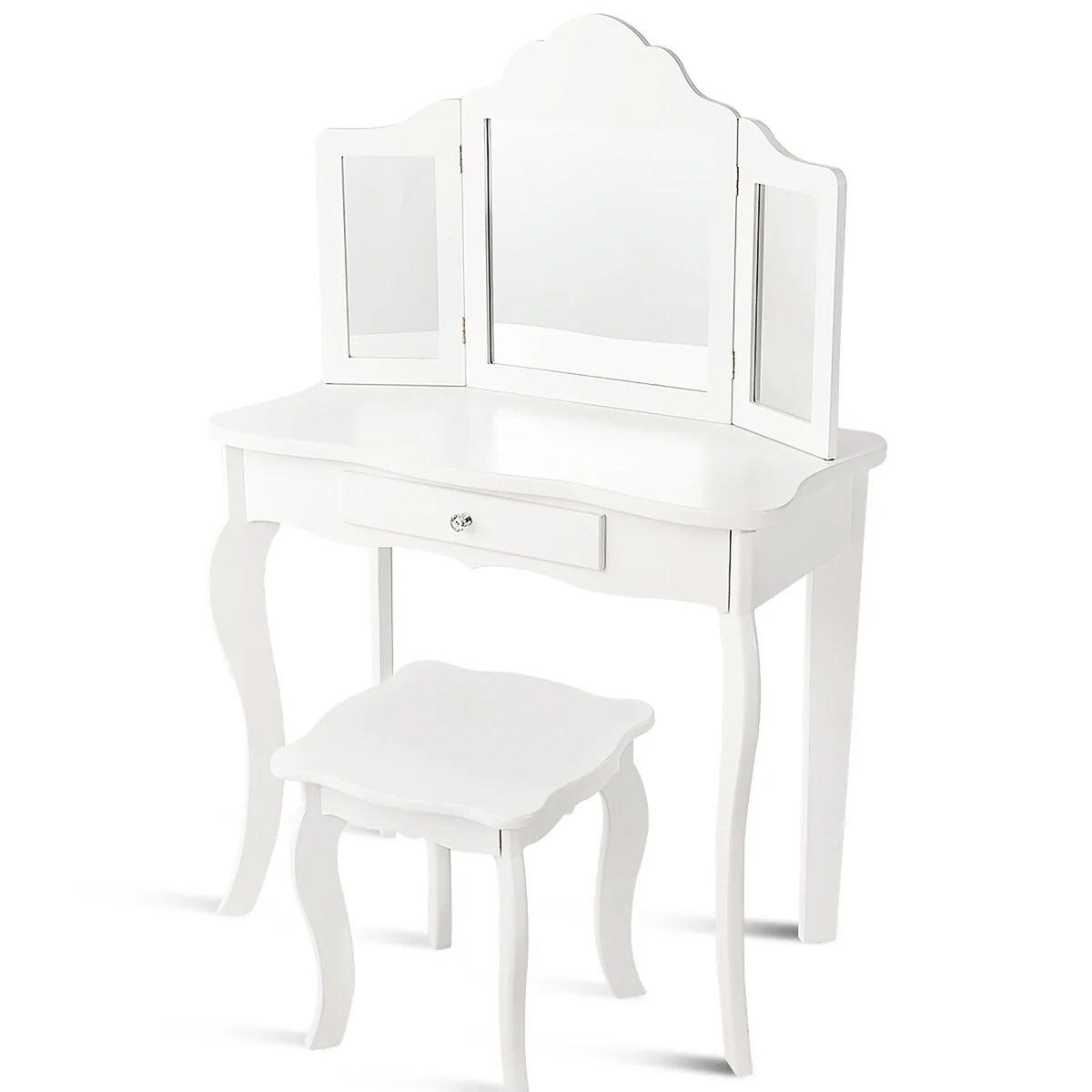 Kids Vanity Table and Stool Set Princess Makeup Dressing Table
