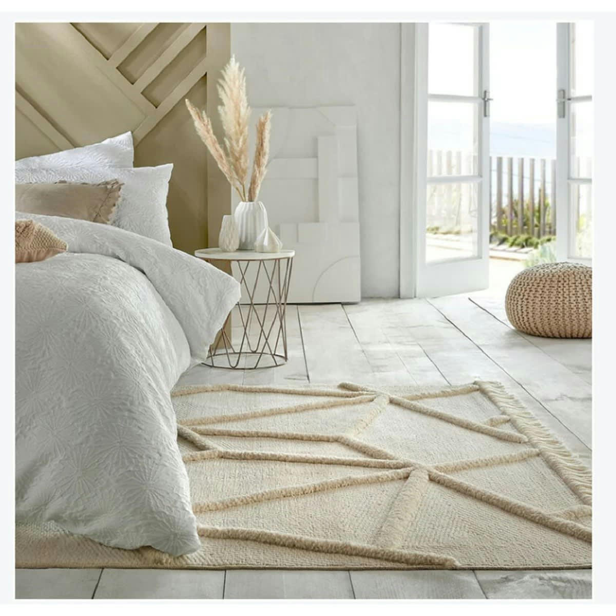 ZEF - Tapis de salon en polyester beige 160x230 cm