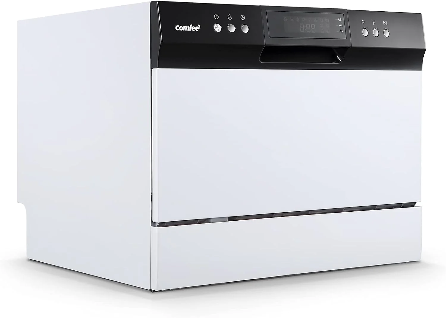 Desktop dishwasher, Energy Star portable dishwasher, 6 dish settings, small dishwasher with 8 washing programs, high-speed operation, baby care, energy-saving and glass material, dormitory dishwasher, RV and apartment dishwasher(Whole Black)
