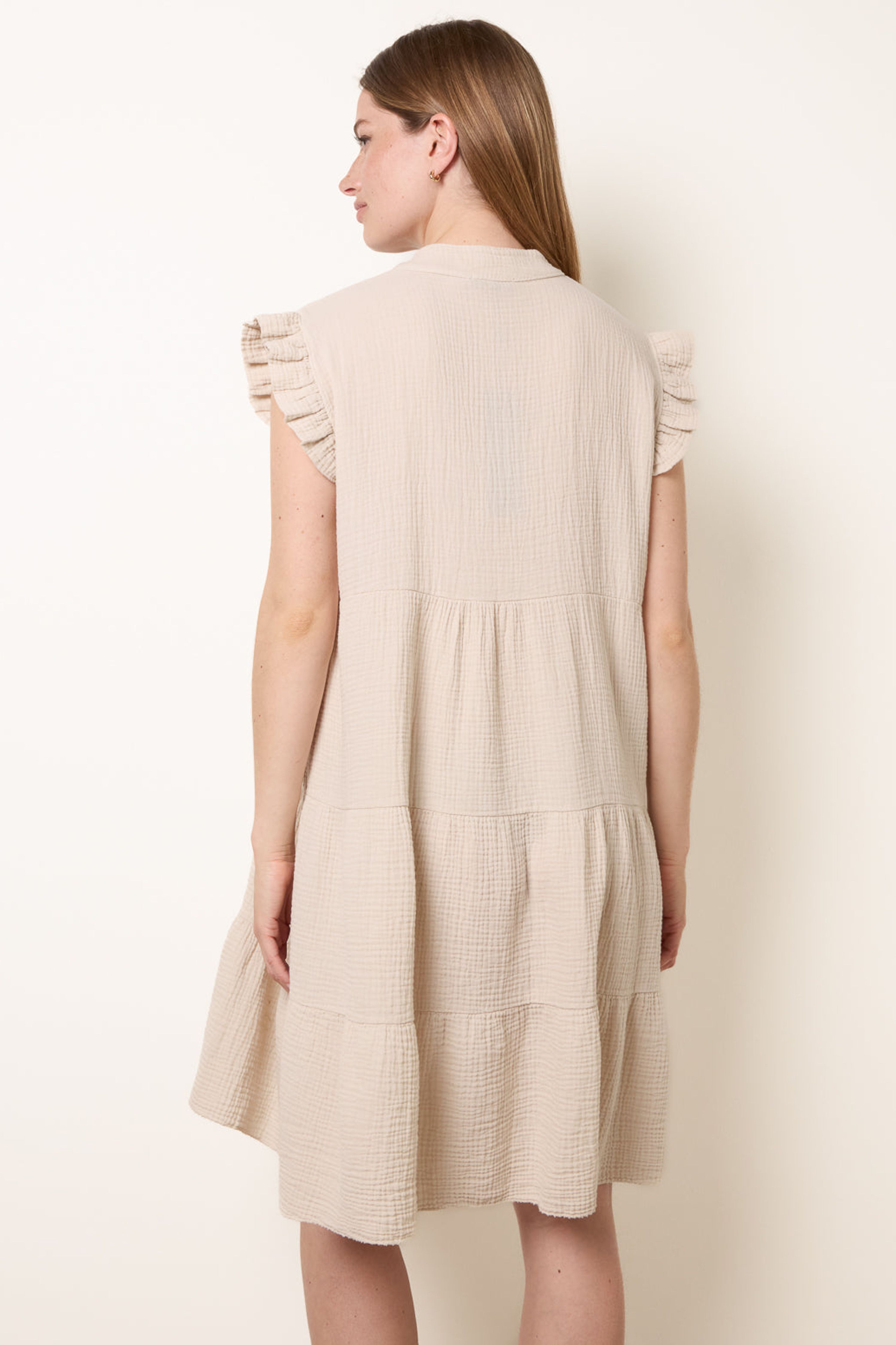 Blue Vanilla Stone Cheesecloth Frill Sleeve Tunic