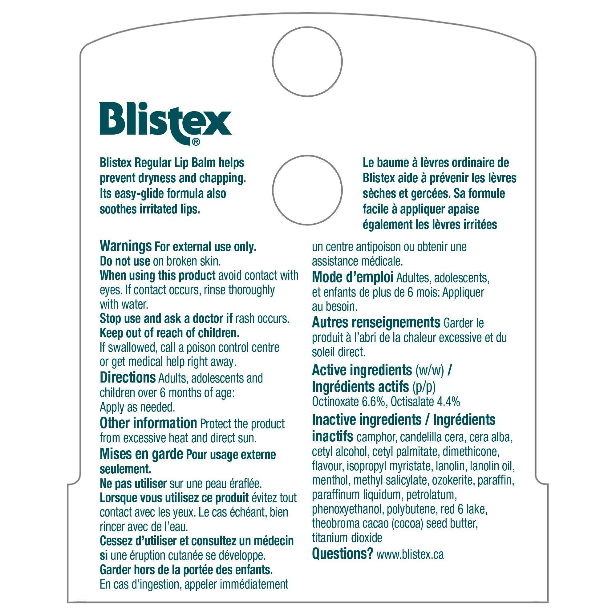 Blistex Regular Lip Balm, Moisturizing Treatment For Dry & Cracked Lips, SPF 15