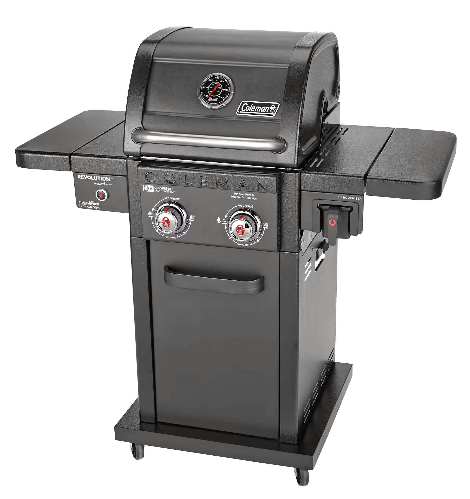 Coleman Revolution 2-Burner Convertible Propane Gas BBQ Grill with Side Shelves