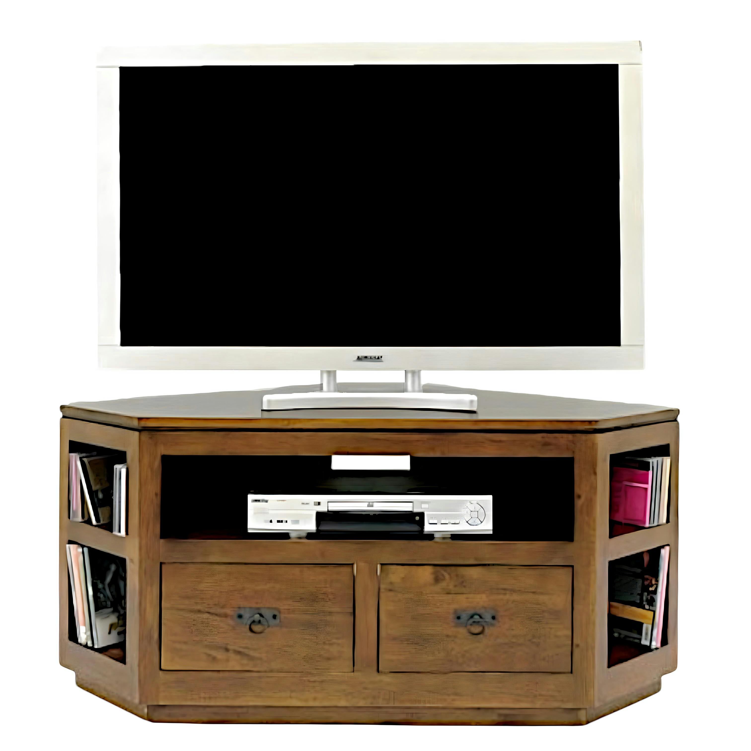Meuble TV d'angle hévéa 120cm HELENA