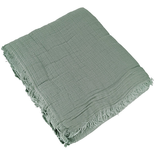 Dessus de lit 180x250 cm BREHAT 100% gaze de coton vert lichen
