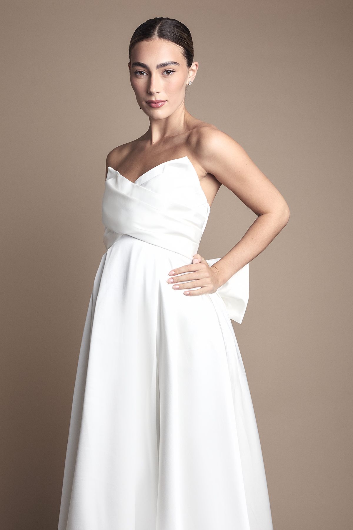 Coast Bandeau High Low Satin Wedding Dress