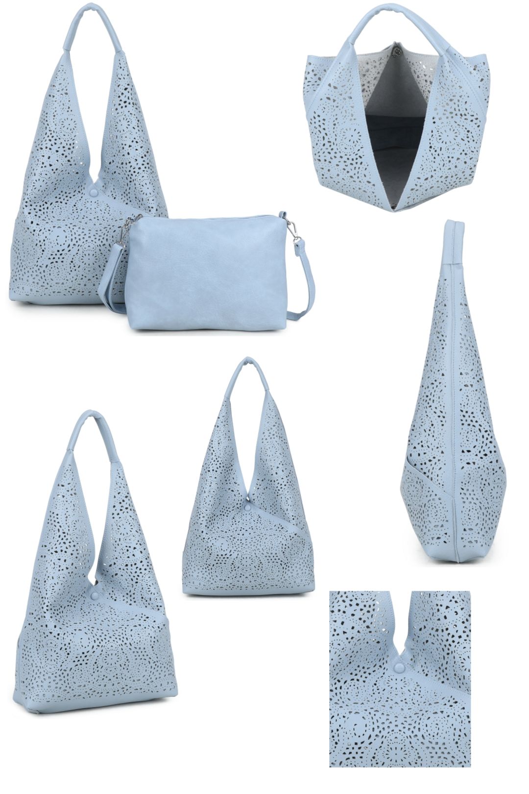 Fontanella Fashion Elowen 2in1 Laser Hollowing PU Leather Tassel Large Hobo Shoulder Bag