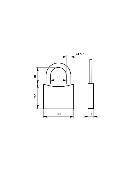 Cadenas à clé Line Sport Skate, acier, intérieur, anse acier, 30mm, 3 clés - THIRARD