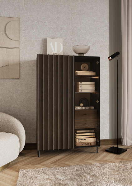 Witryna do jadalni z oświetleniem LED w stylu industrialnym NOBO