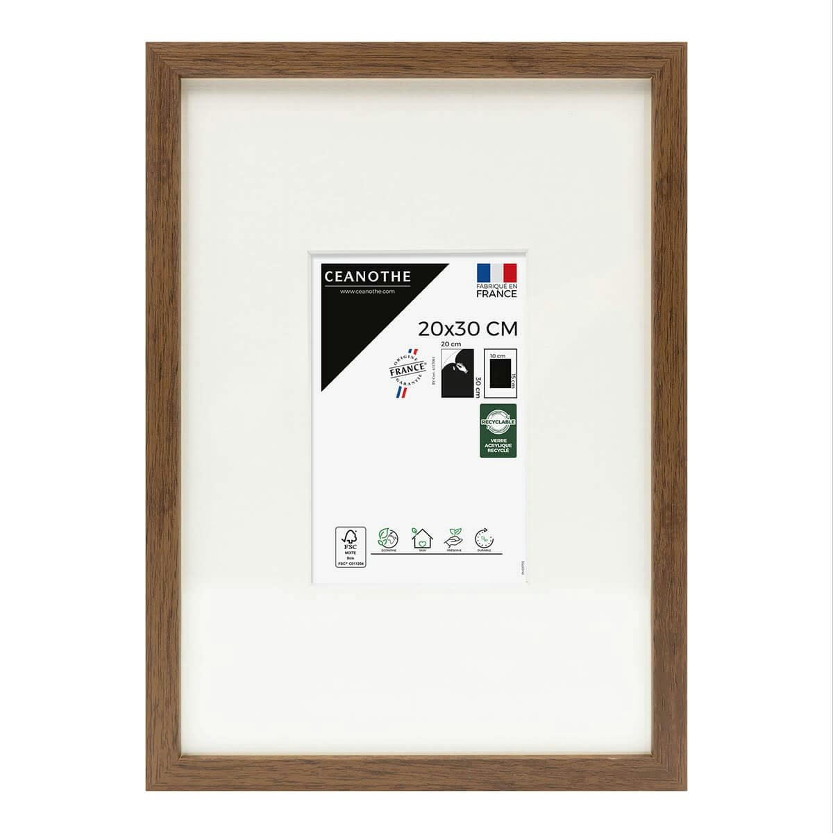 WILD - Cadre photo ébène 20x30/A4 cm avec passe-partout résine recyclée