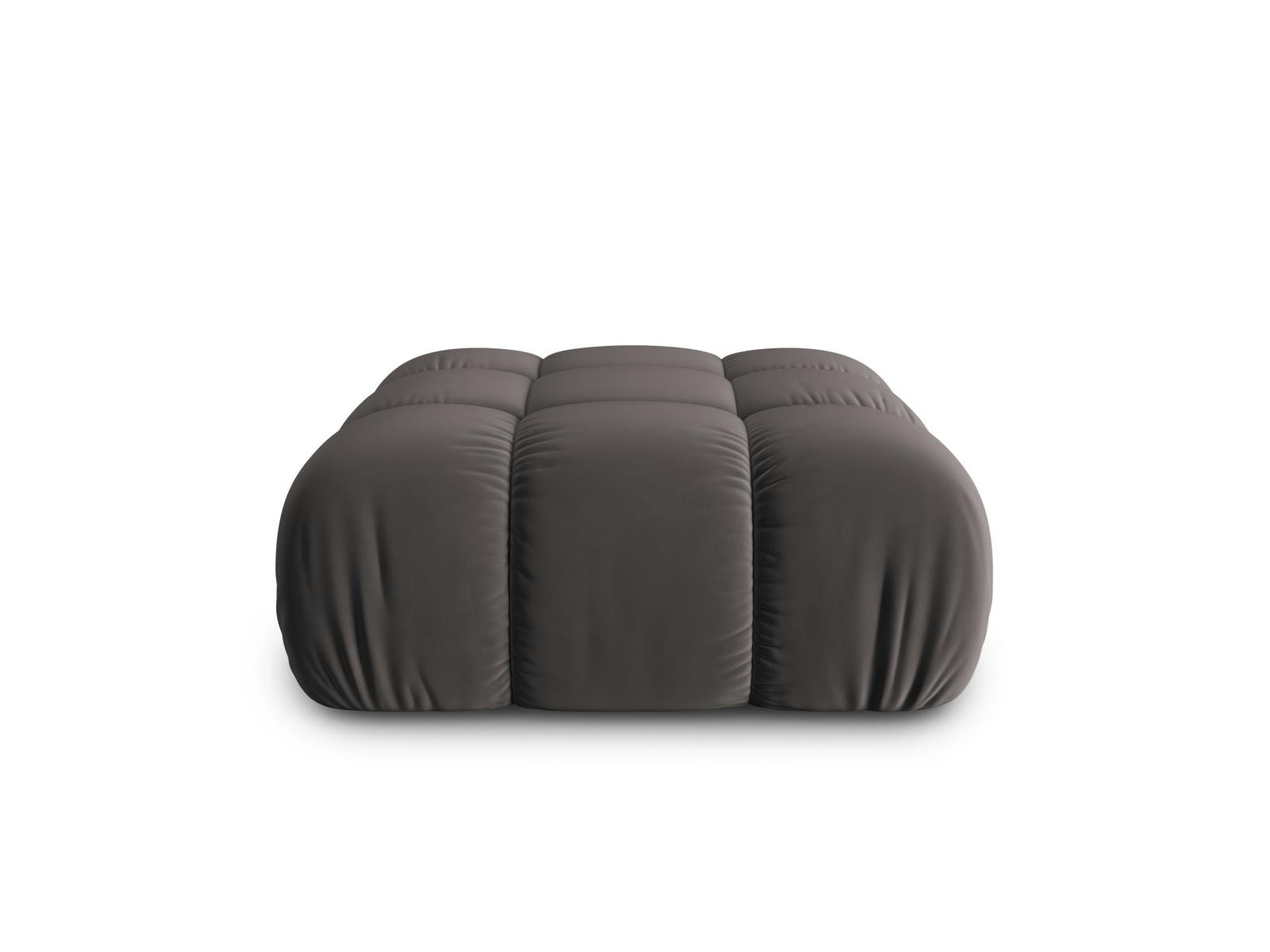 BELLIS - Pouf 1 place en tissu velours gris foncé