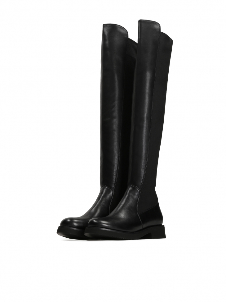 Women's black leather over-the-knee boots