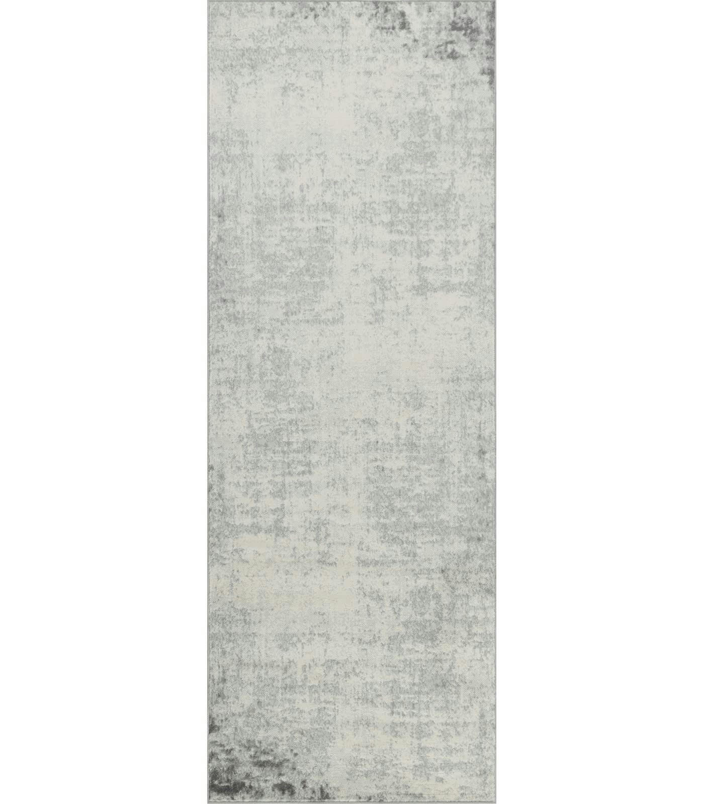 ALIX - Tapis Couloir Abstrait Moderne Blanc/Anthracite 80x220