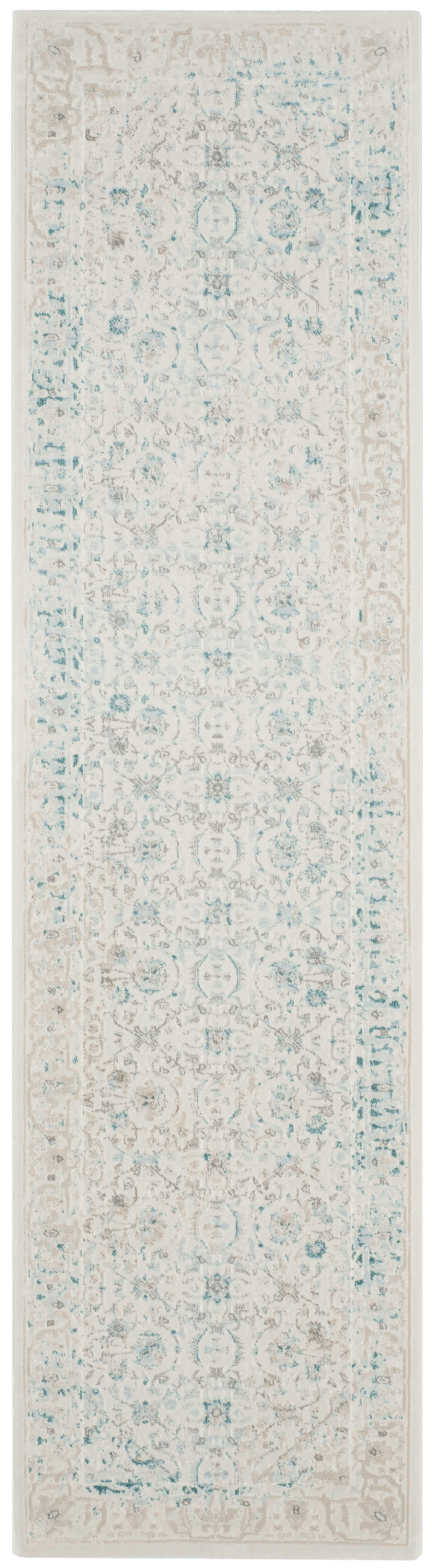 PASSION - Tapis de salon interieur en turquoise & ivory, 66 x 244 cm