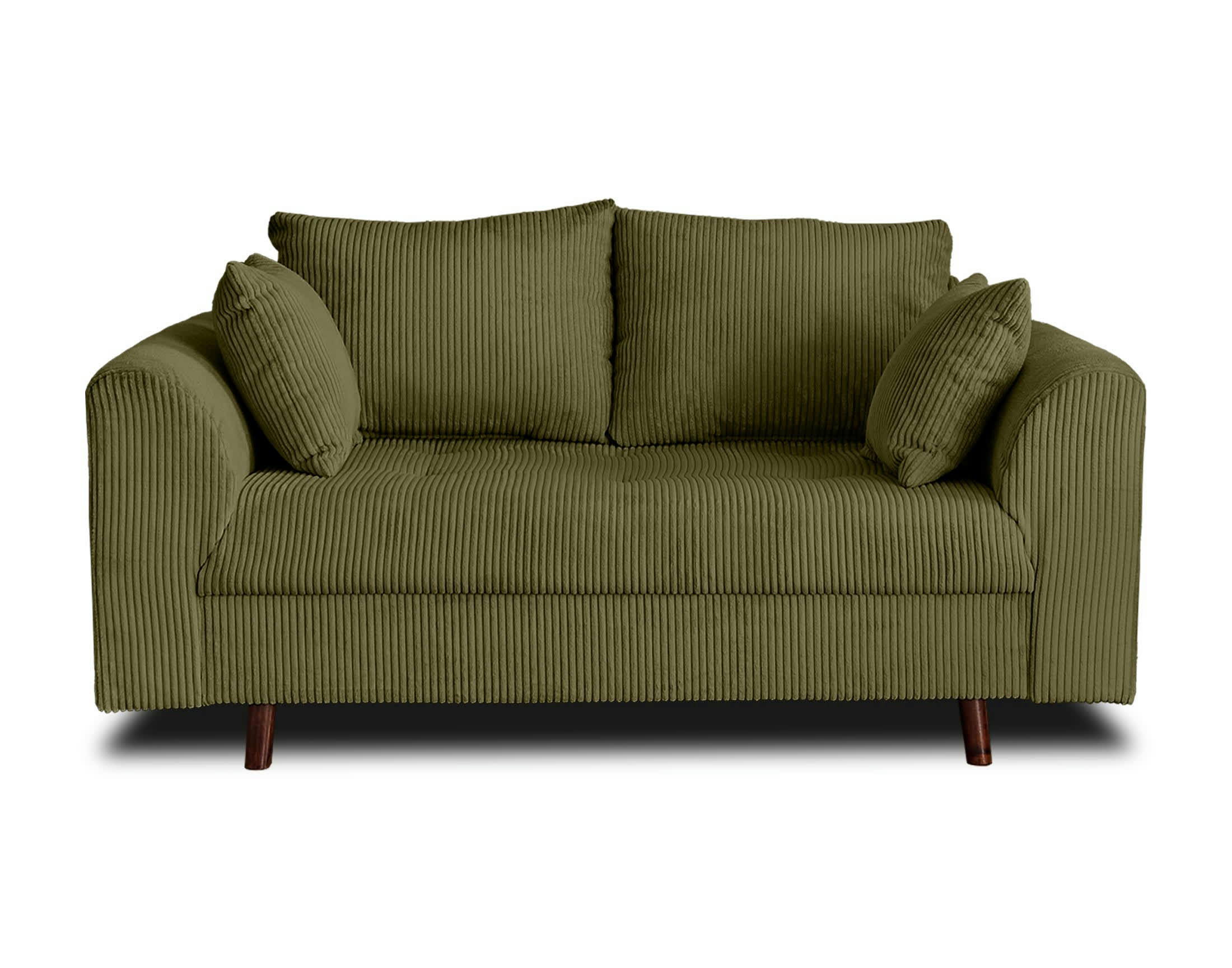 RUNE - Canapé droit 2 places en velours côtelé vert