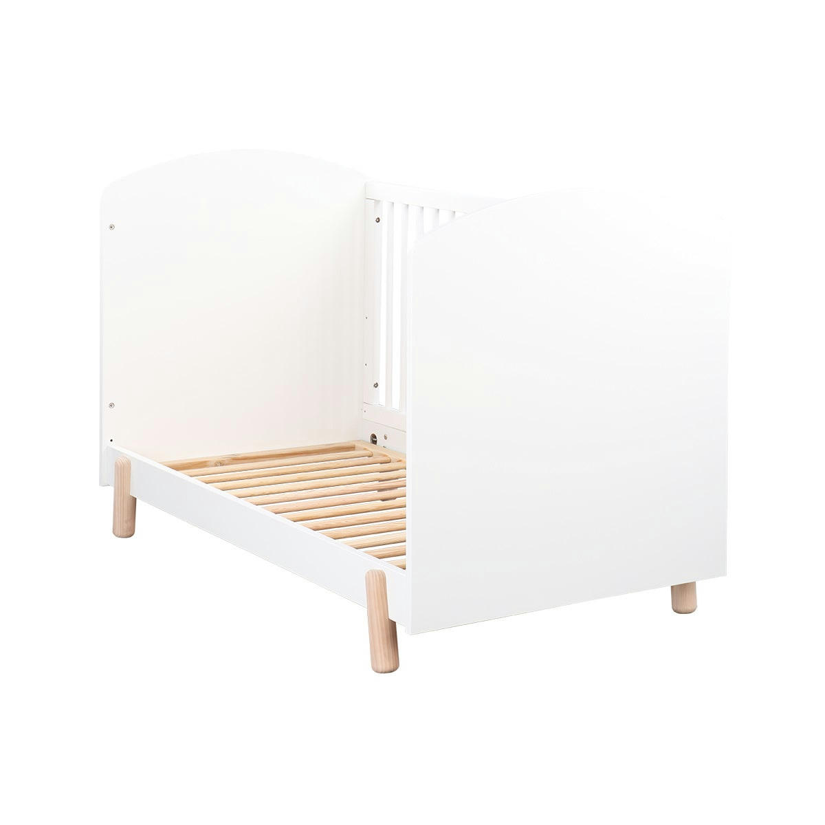 GABBY - Lit bébé évolutif 70x140 cm bois massif blanc et bois