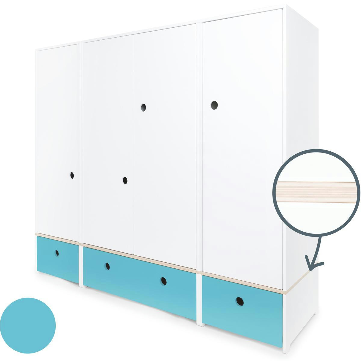 COLORFLEX - Armoire 4 portes bleu paradis