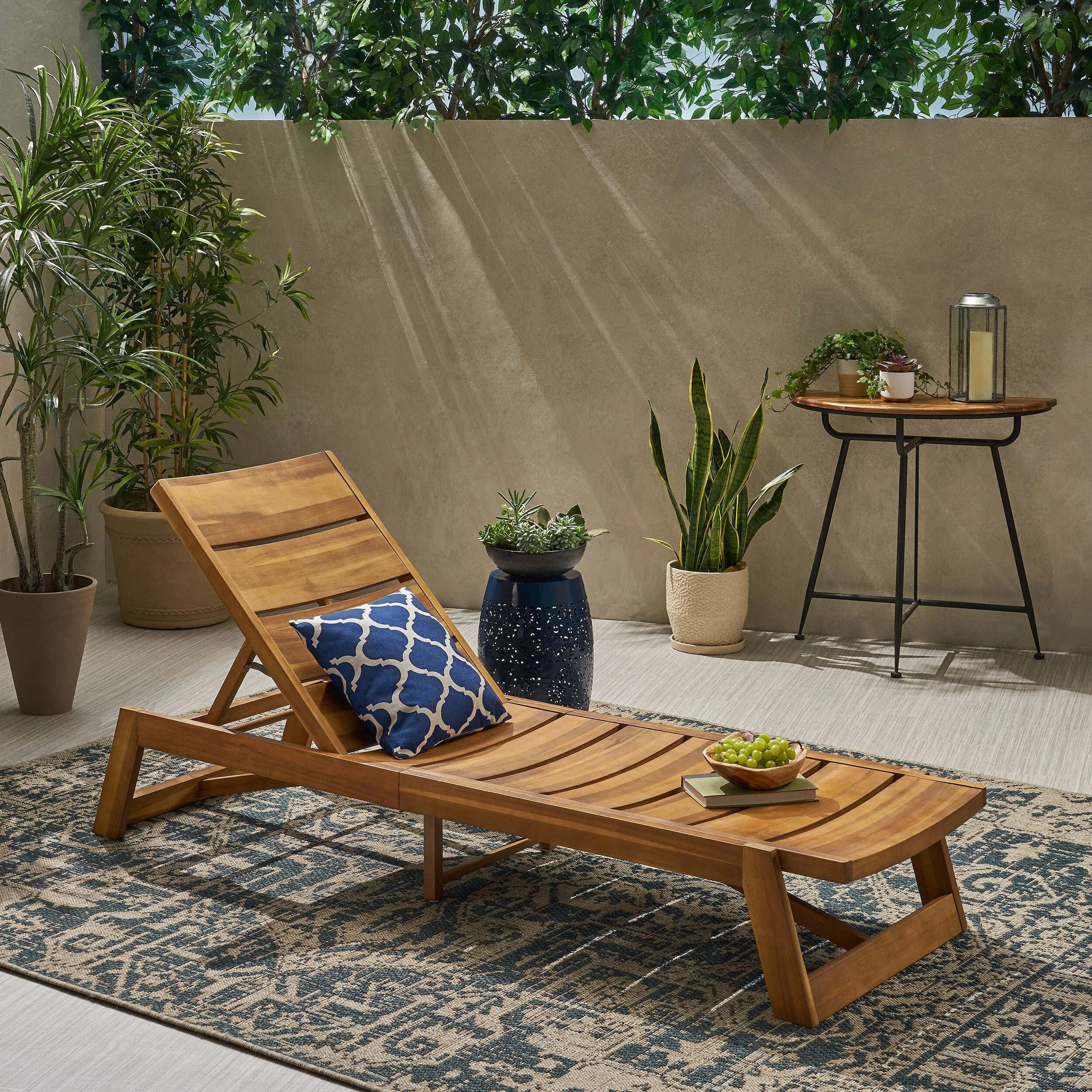 Maki Outdoor Wood Chaise Lounge by Christopher Knight Home