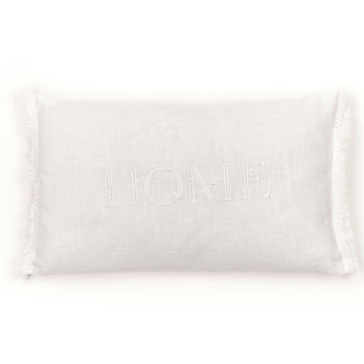 CHARME - Coussin déhoussable finition franges en coton blanc 30x50