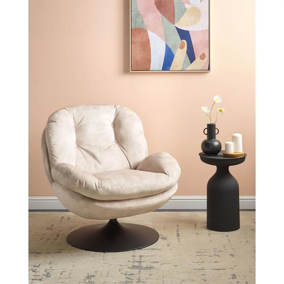 NOLVIK - Fauteuil - Beige - Fluweel