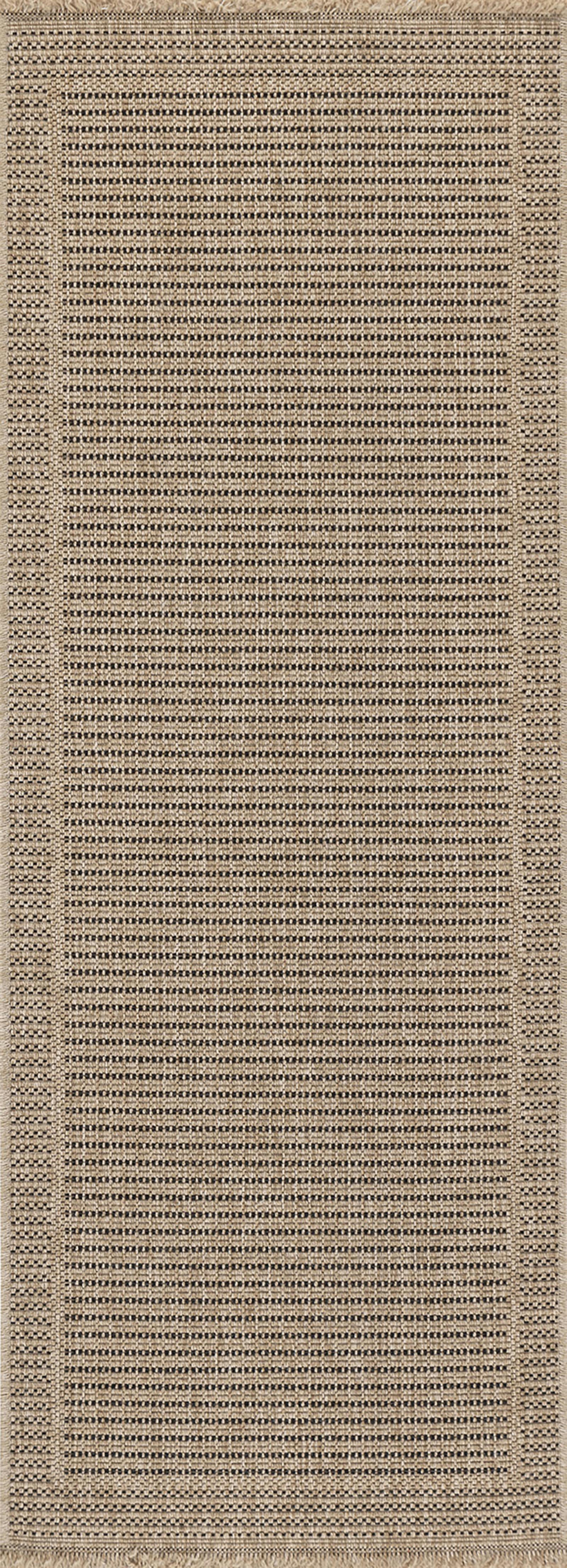 PENNY - Tapis d'Extérieur/Intérieur Effet Jute Sable/Noir 80x220