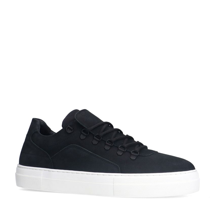 Manfield Zwarte nubuck sneakers