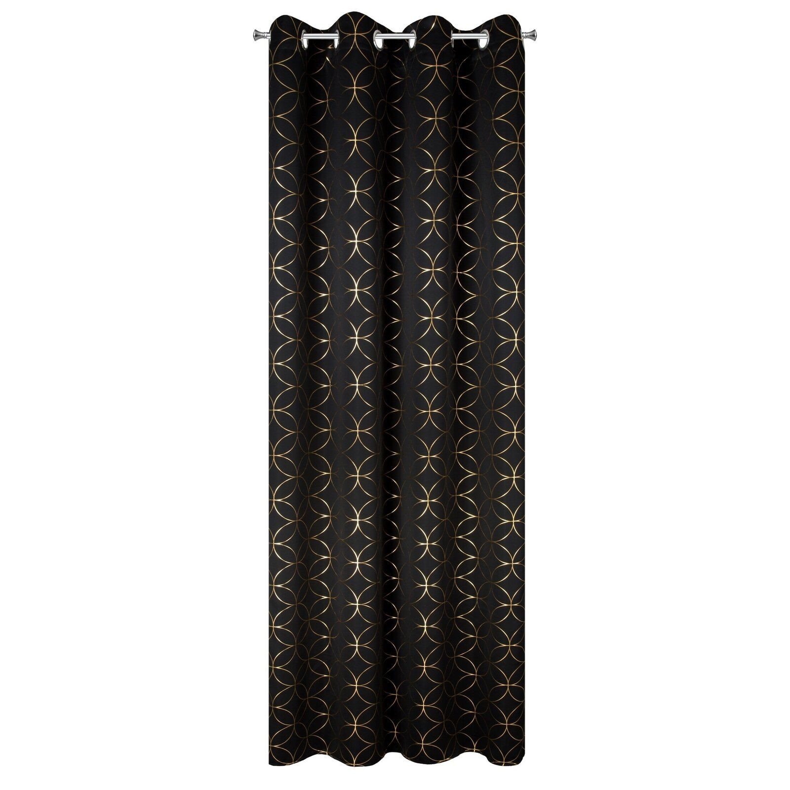 Zasłona na przelotkach ABELLA 135x250 czarna   złota