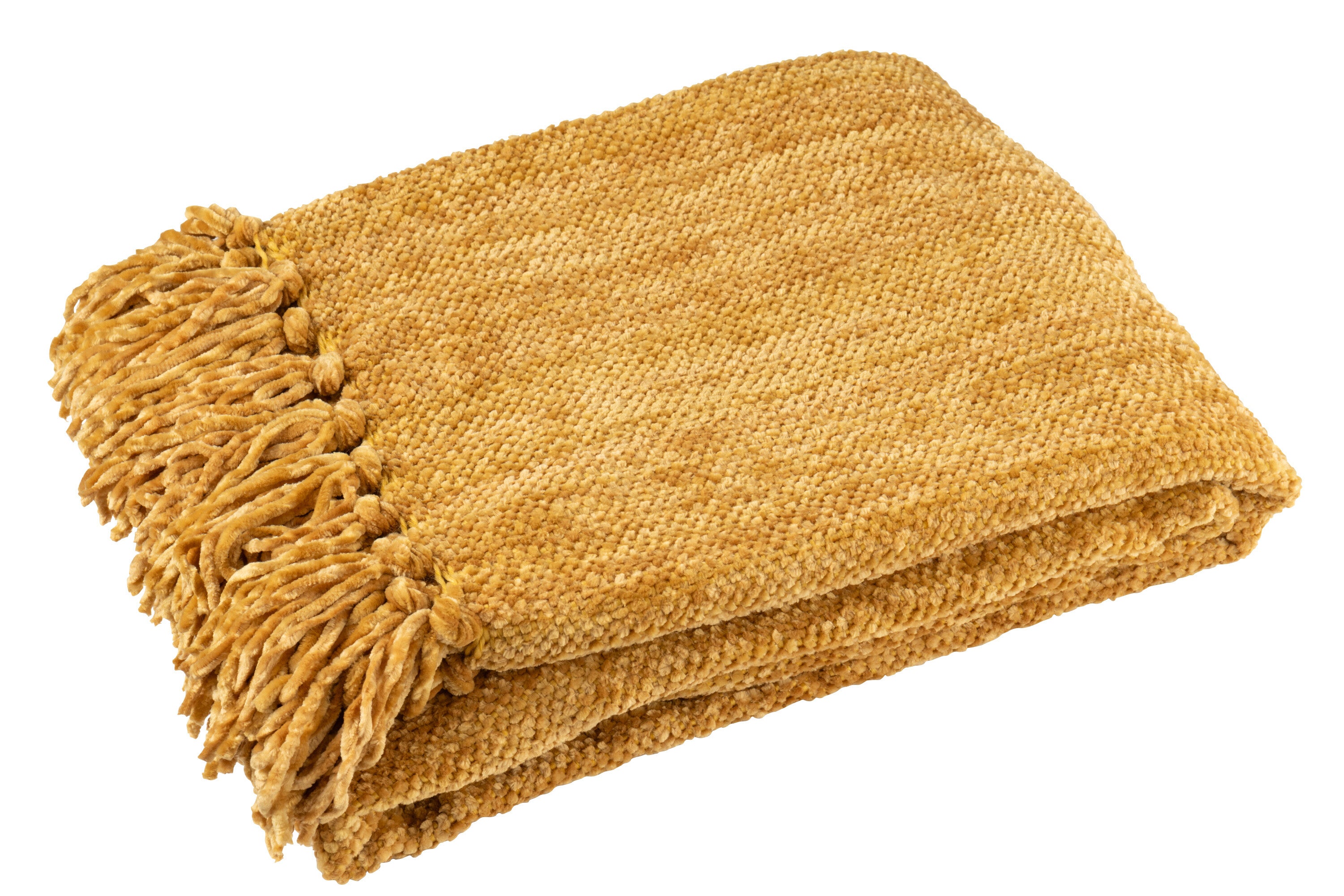 J-Line deken Chenille - polyester - geel
