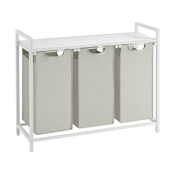 Kosz na pranie biały do łazienki 3 komory 38L Loft z półką
