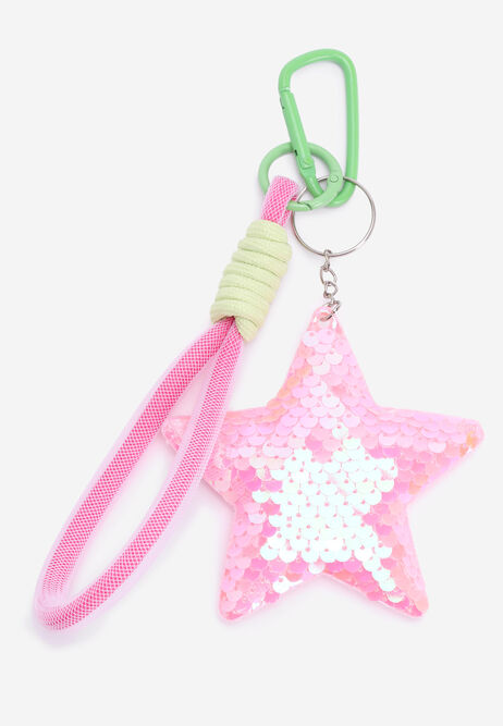 Girls Pink Sequin Star Bag Charm