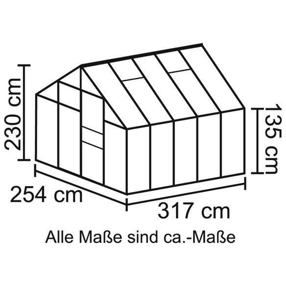 Gewächshaus »Merkur«, 8,3 m², Aluminium/ESG Glas, winterfest