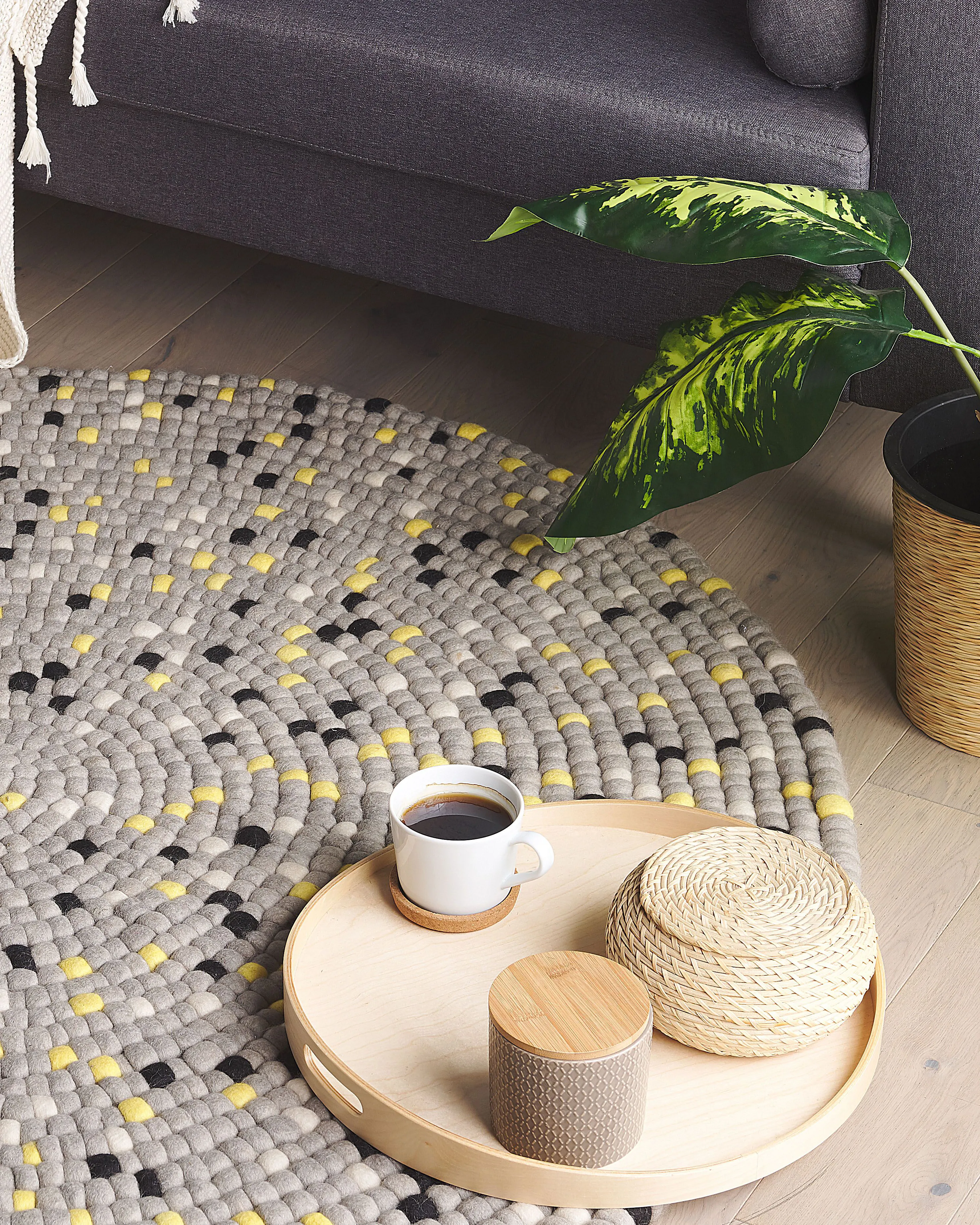 Rug PENEK Light Grey ? 140 cm Wool