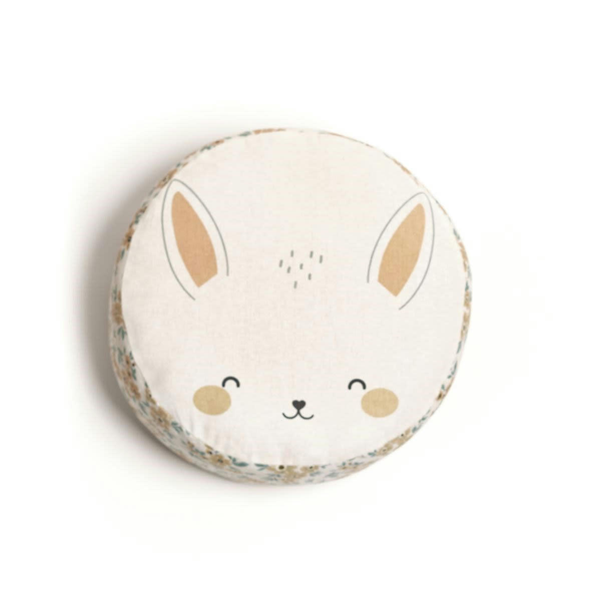 FUNNY LAPIN - Pouf imprimé en coton rose 20x45